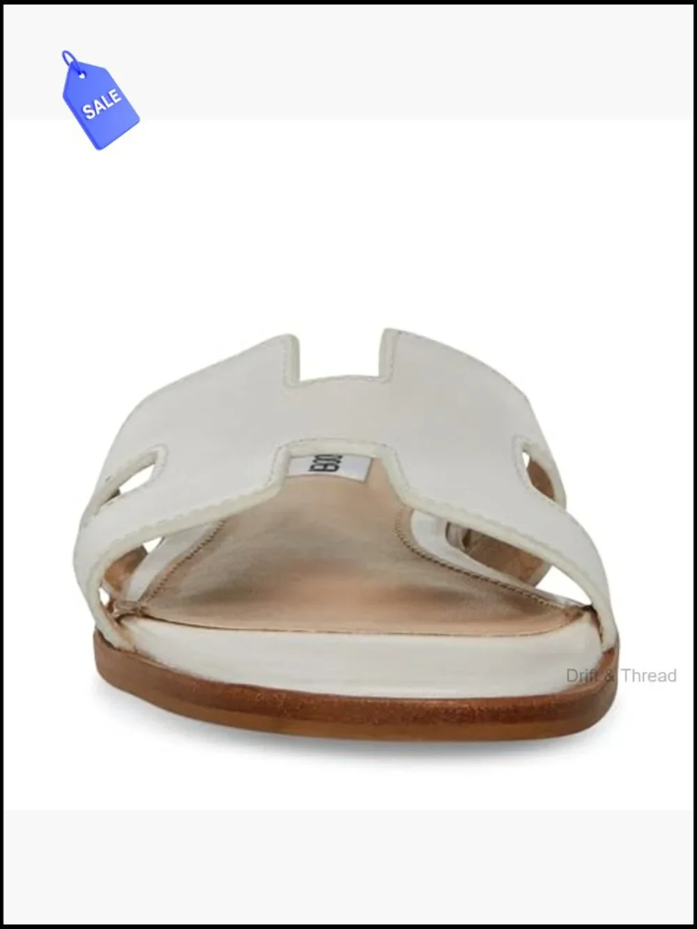 Women's Leather Slide Sandals with Square Toe
